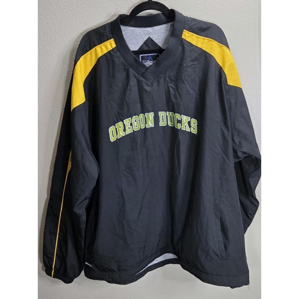 Oregon Ducks Holloway Pullover Windbreaker 2XL Black Yellow V Neck